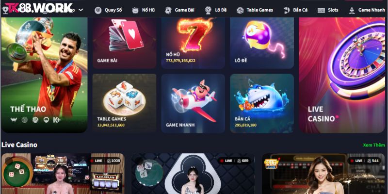 Giao diện TX88 bắt mắt