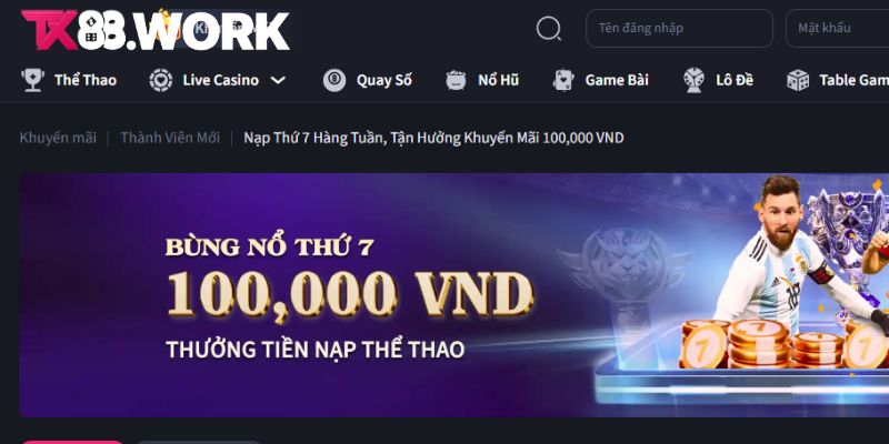 thứ 7 TX88 tặng 100k